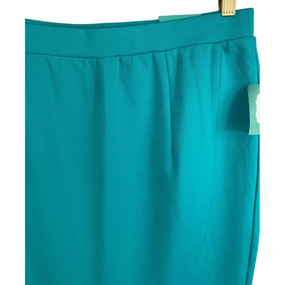 Maurices Womens Size Medium Teal Knit Pencil Skirt Elastic Waist Stretch - Picture 3 of 11